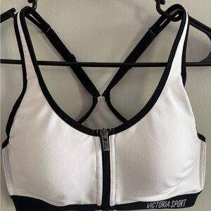 Victorias Secret Knockout Front Close White /Black Sports Bra